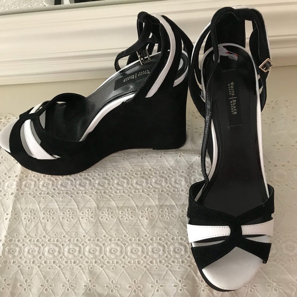 White House Black Market Faux Suede Wedges